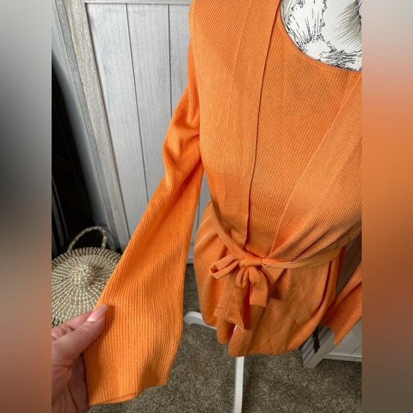 Lafayette 148 Tank Top And Cardigan Sweater Tangerine Orange Knit Size Small - Picture 3 of 6